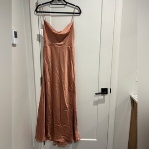 Fame and Partners Strappy Draped Satin Gown- Warm Blush